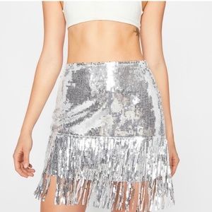 NWT Dolls Kill Sequin Fringe Mini Skirt